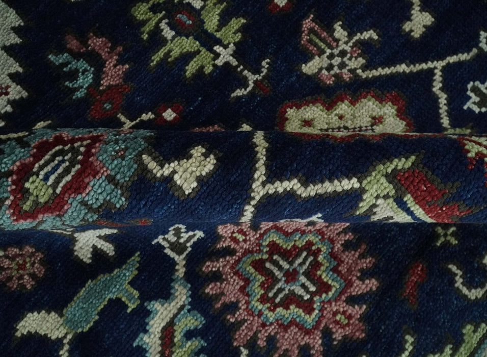 Hand Knotted 8x10 Black, Rust and Beige Antique Oushak Wool Area Rug