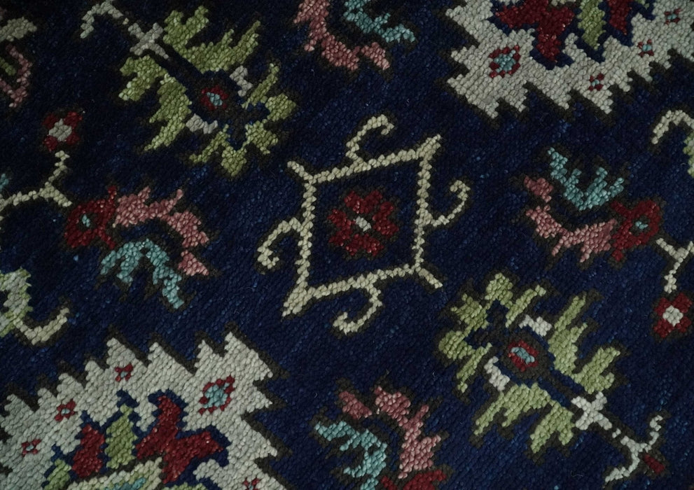 Hand Knotted 8x10 Black, Rust and Beige Antique Oushak Wool Area Rug