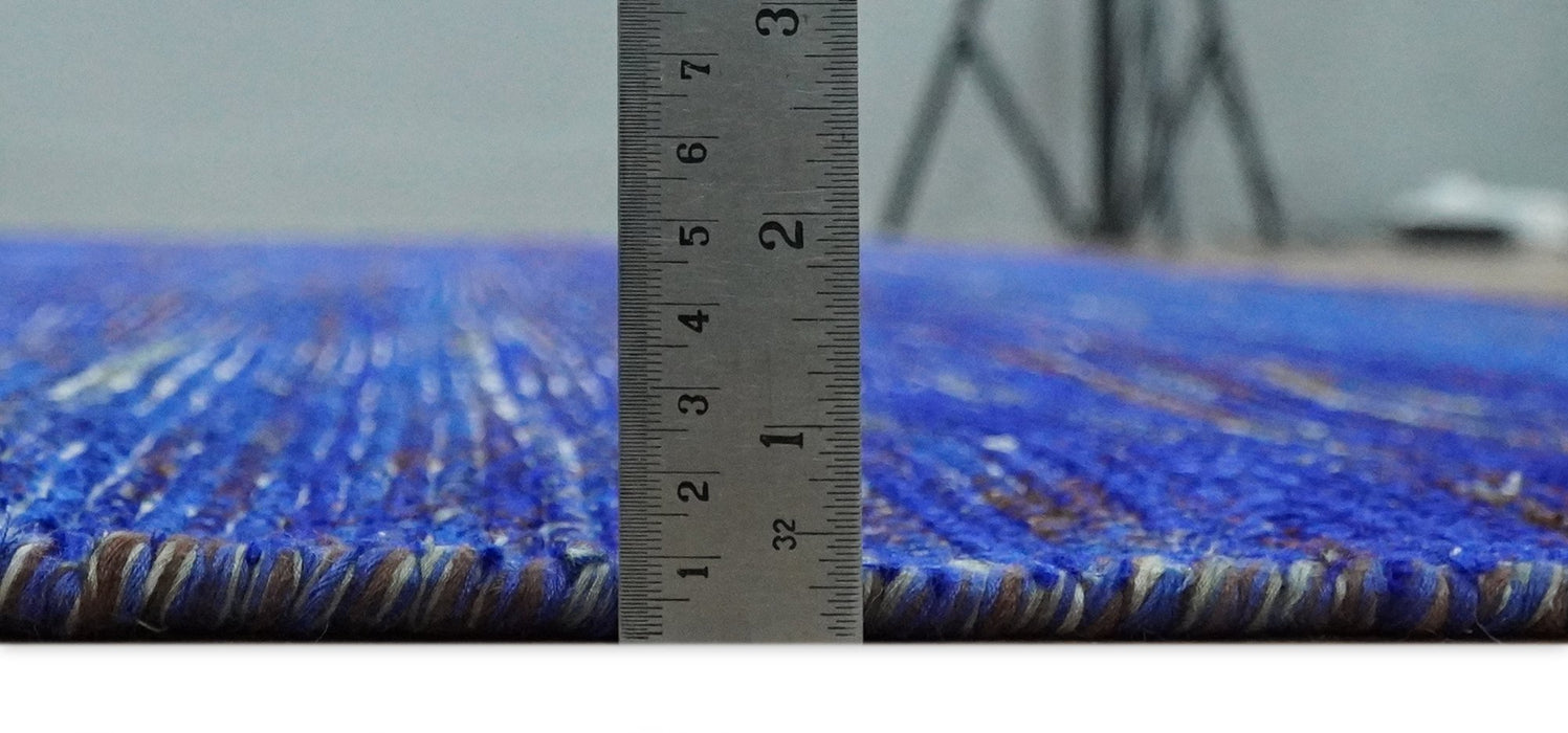 Hand Knotted 8x10 Denim Blue Modern Abstract Silk Bohemian Area Rug | TRDSS4