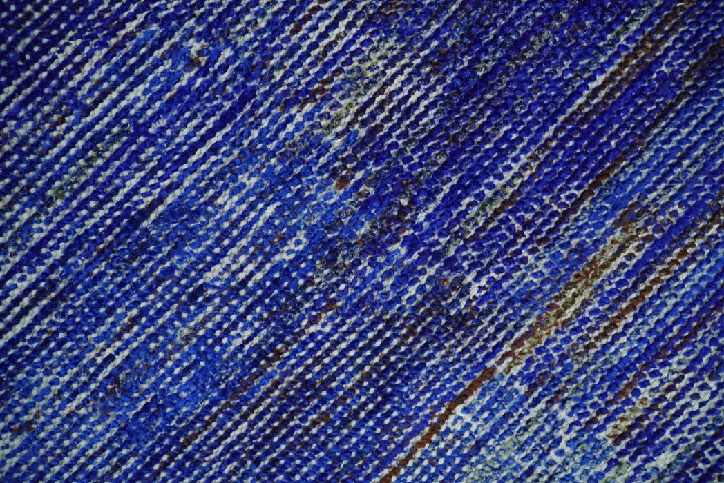 Hand Knotted 8x10 Denim Blue Modern Abstract Silk Bohemian Area Rug | TRDSS4