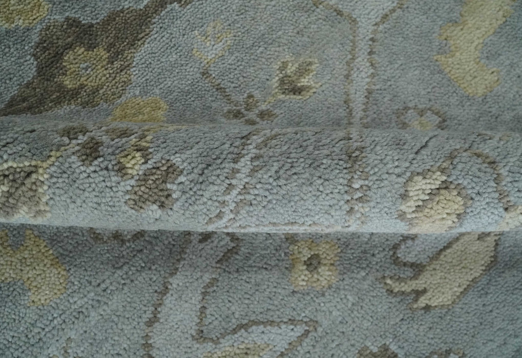 Hand Knotted 8x10 Oriental Oushak Charcoal Silver and Beige Wool Area Rug | TRDCP1182810