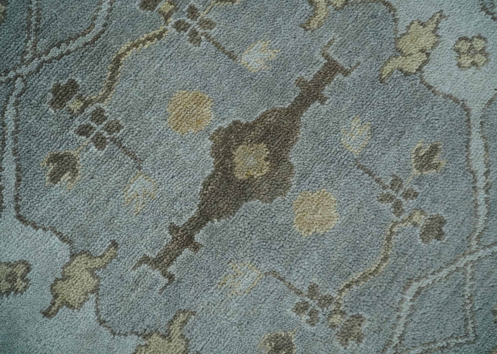 Hand Knotted 8x10 Oriental Oushak Silver and Beige Wool Area Rug | TRDCP1198810