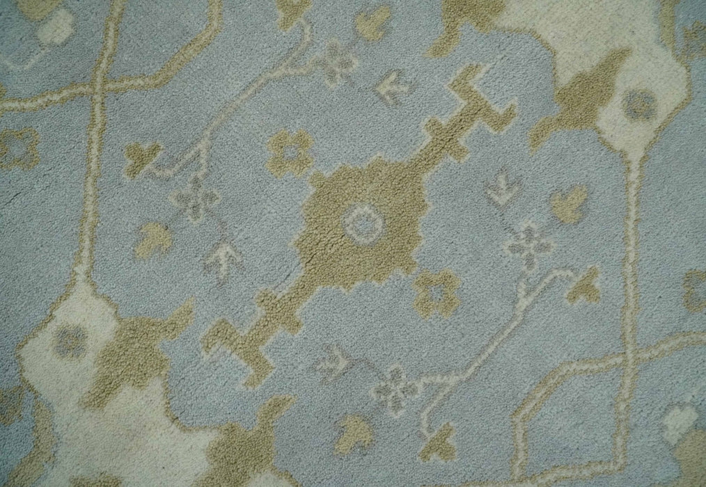 Hand Knotted 8x10 Oriental Oushak Silver, Ivory and Beige Wool Area Rug | TRDCP1160810