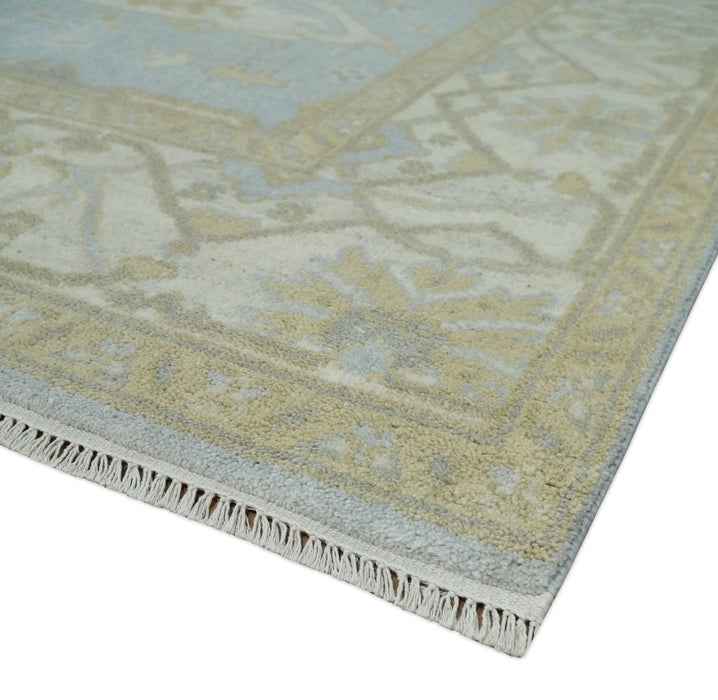 Hand Knotted 8x10 Oriental Oushak Silver, Ivory and Beige Wool Area Rug | TRDCP1160810