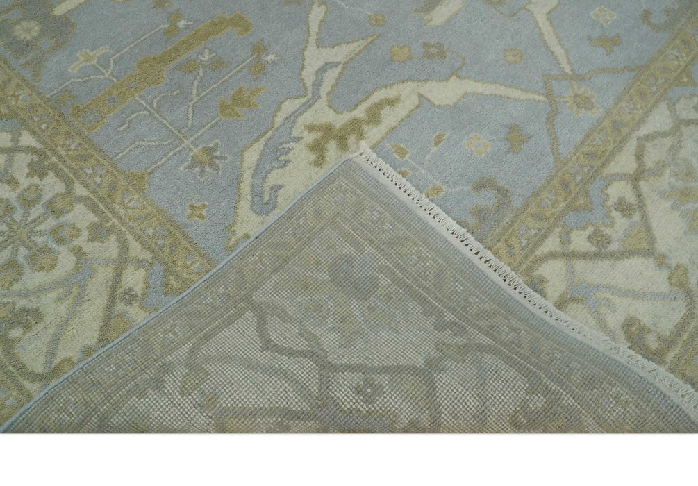 Hand Knotted 8x10 Oriental Oushak Silver, Ivory and Beige Wool Area Rug | TRDCP1160810