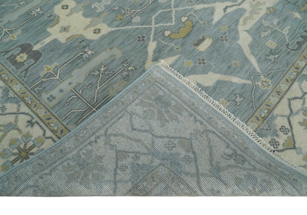 Hand Knotted 8x10 Oriental Oushak Silver, Ivory and Beige Wool Area Rug | TRDCP1195810