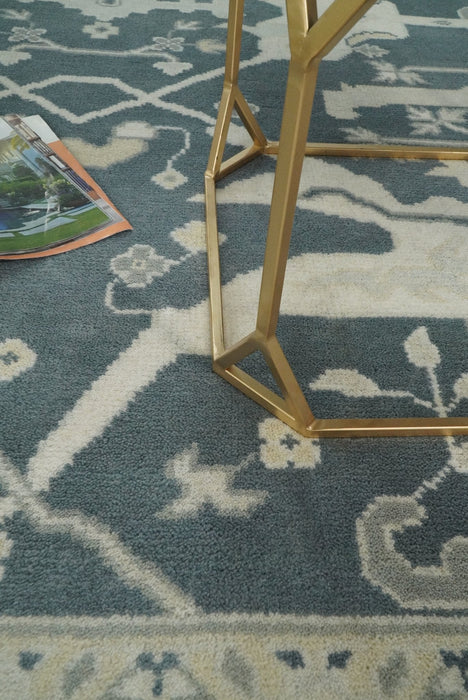 Hand Knotted 8x10 Oriental Oushak Gray and Beige Wool Area Rug, Living Room Rug | TRDCP80810