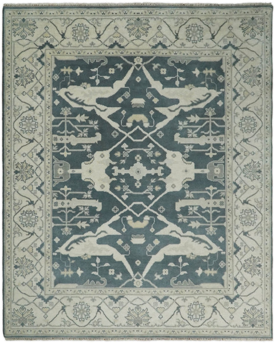 Hand Knotted 8x10 Oriental Oushak Gray and Beige Wool Area Rug, Living Room Rug | TRDCP80810