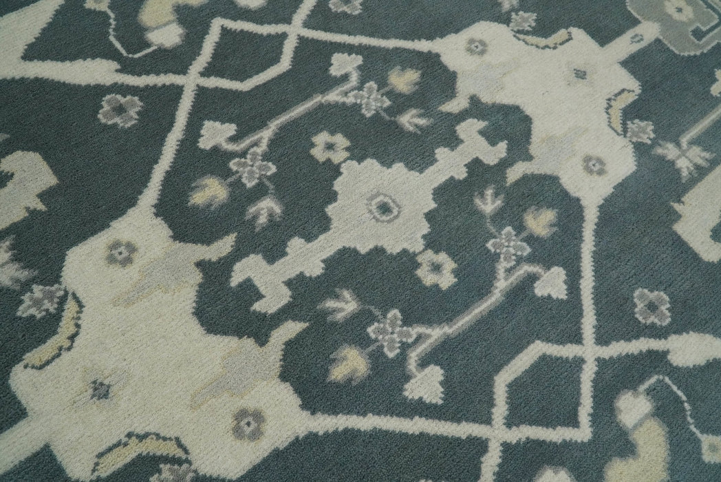Hand Knotted 8x10 Oriental Oushak Gray and Beige Wool Area Rug, Living Room Rug | TRDCP80810