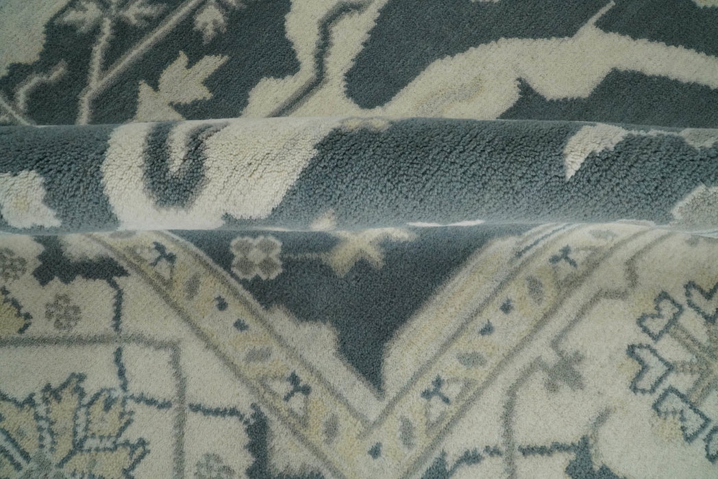Hand Knotted 8x10 Oriental Oushak Gray and Beige Wool Area Rug, Living Room Rug | TRDCP80810