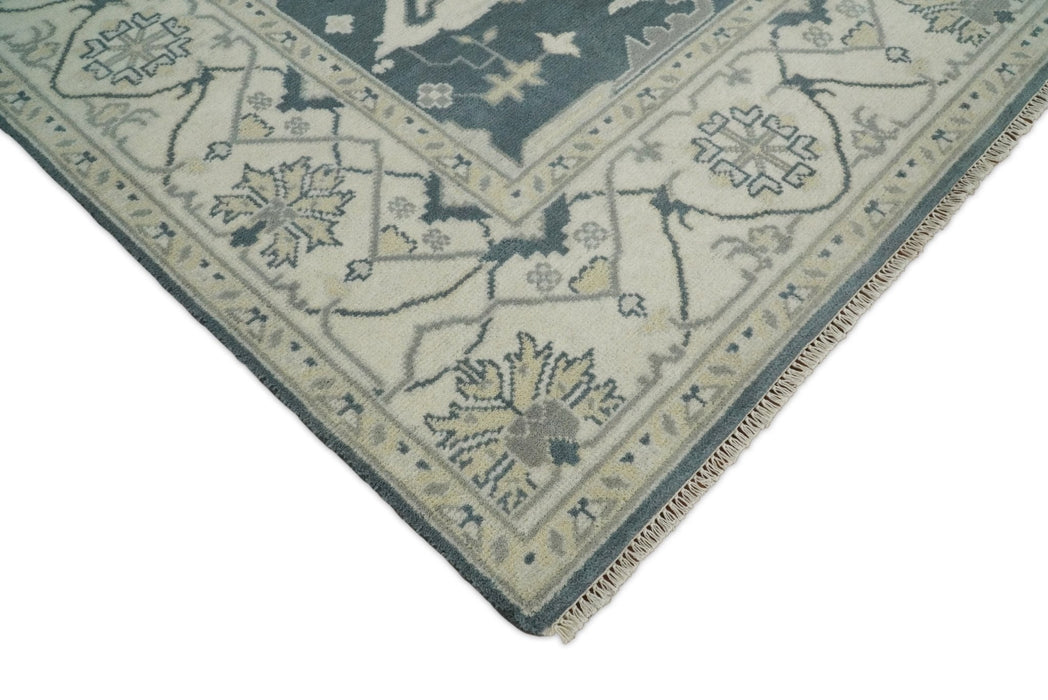 Hand Knotted 8x10 Oriental Oushak Gray and Beige Wool Area Rug, Living Room Rug | TRDCP80810