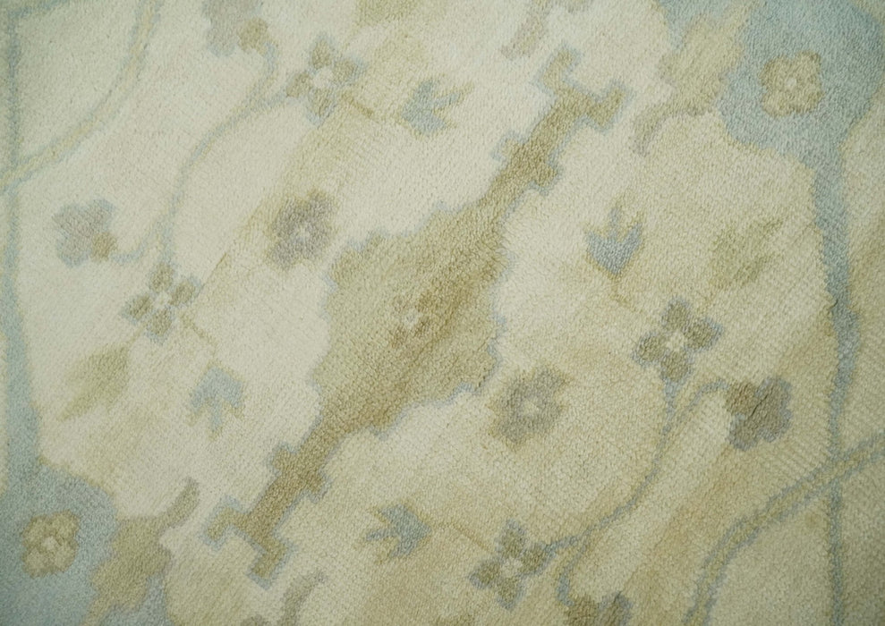Hand Knotted 8x8 Oriental Oushak Ivory, Beige and Gray Wool Area Rug