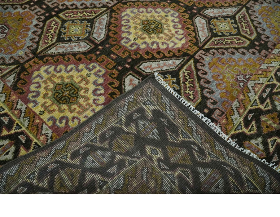 Hand Knotted 9x12 Olive,  Gold, Black and Brown Oriental Traditional Wool Area Rug