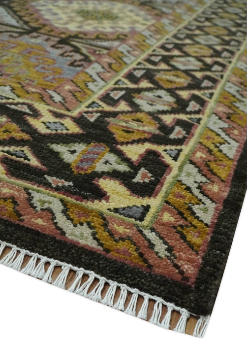 Hand Knotted 9x12 Olive,  Gold, Black and Brown Oriental Traditional Wool Area Rug