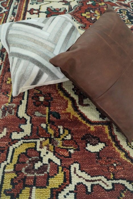 Ivory and Rust Traditional Heriz Medallion Hand Knotted Multi Size wool Area Rug