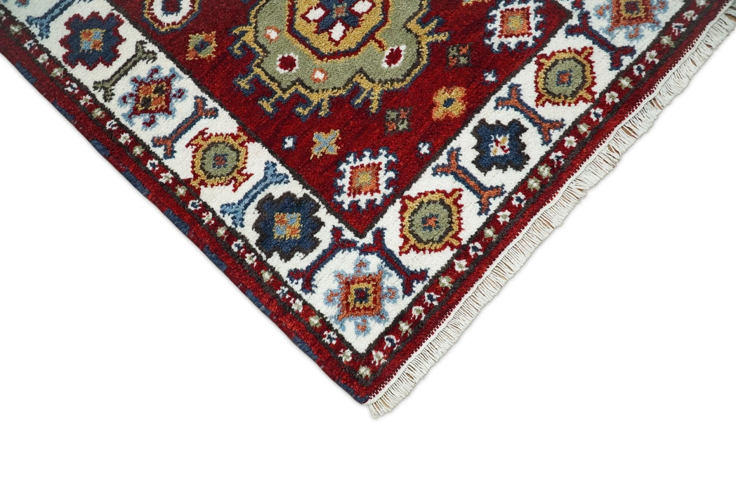 Hand Knotted Antique Kazak Runner Rust and Ivory Traditional Tribal Armenian Rug | KZA7