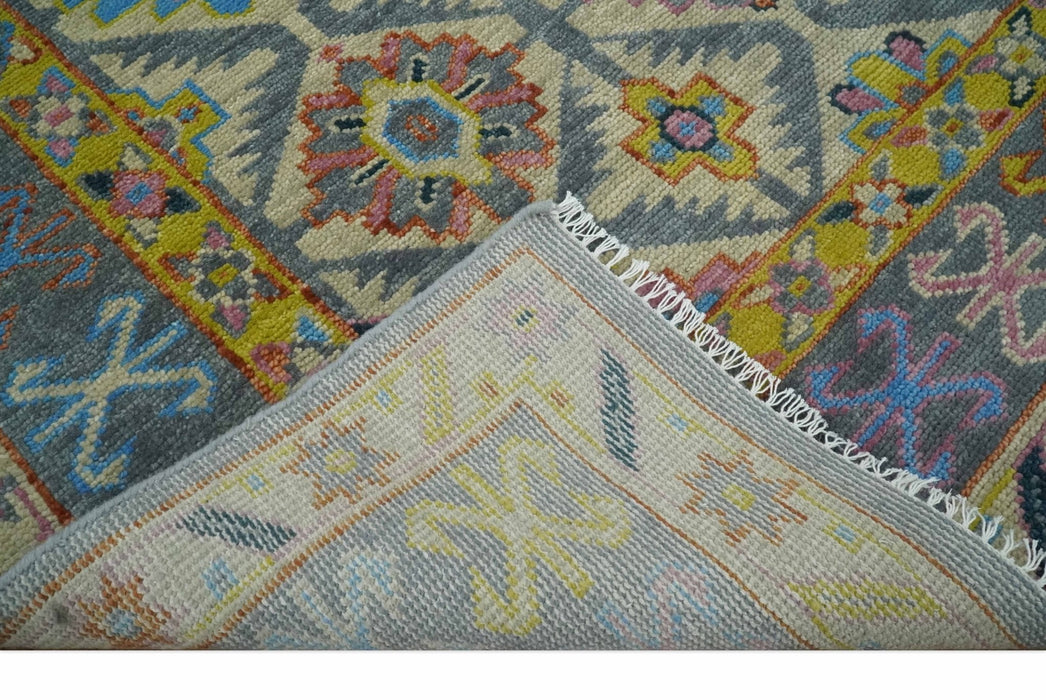 Hand Knotted Beige, Gray and Mustard Oriental 8x10 Wool Area Rug