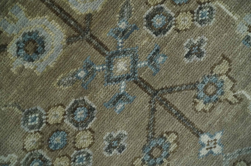 Hand Knotted Beige, Ivory and Silver Oriental Oushak 9x12 Traditional Wool Area Rug