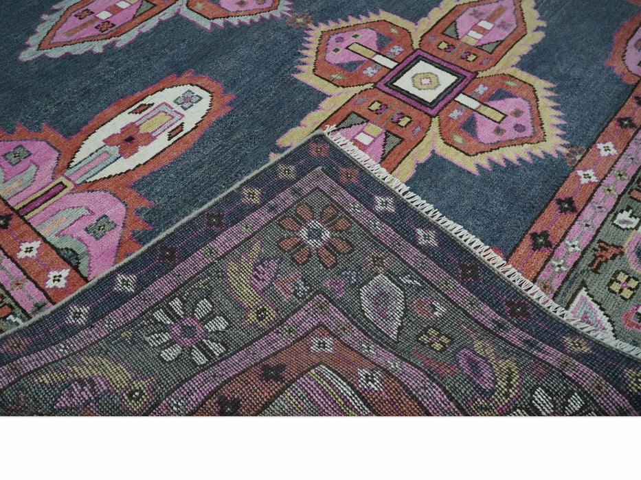 Hand Knotted Charcoal, Silver and Pink Traditional 9x12 Wool Area Rug