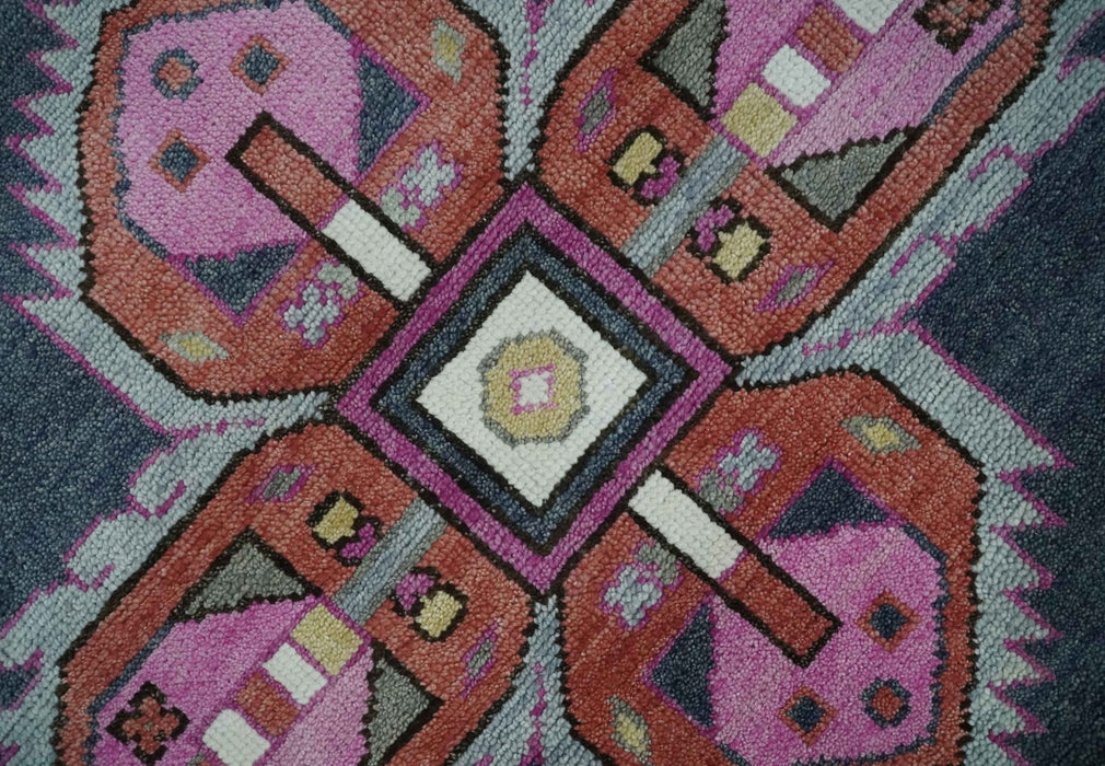 Hand Knotted Charcoal, Silver and Pink Traditional 9x12 Wool Area Rug