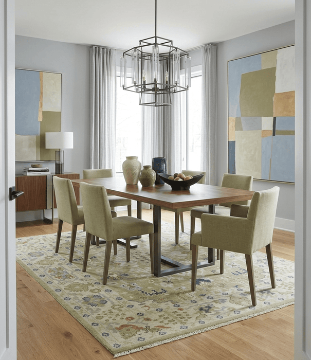 Hand Knotted Custom Made Olive, Silver and Beige Traditional Wool Rug