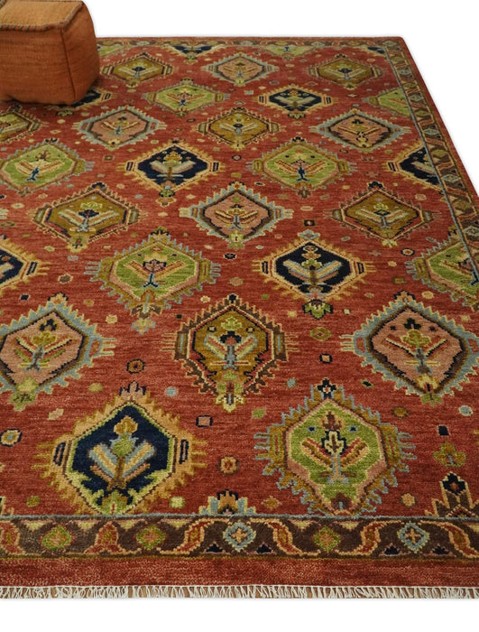 Hand Knotted Rust and Brown Antique Traditional Multi size wool Area Rug