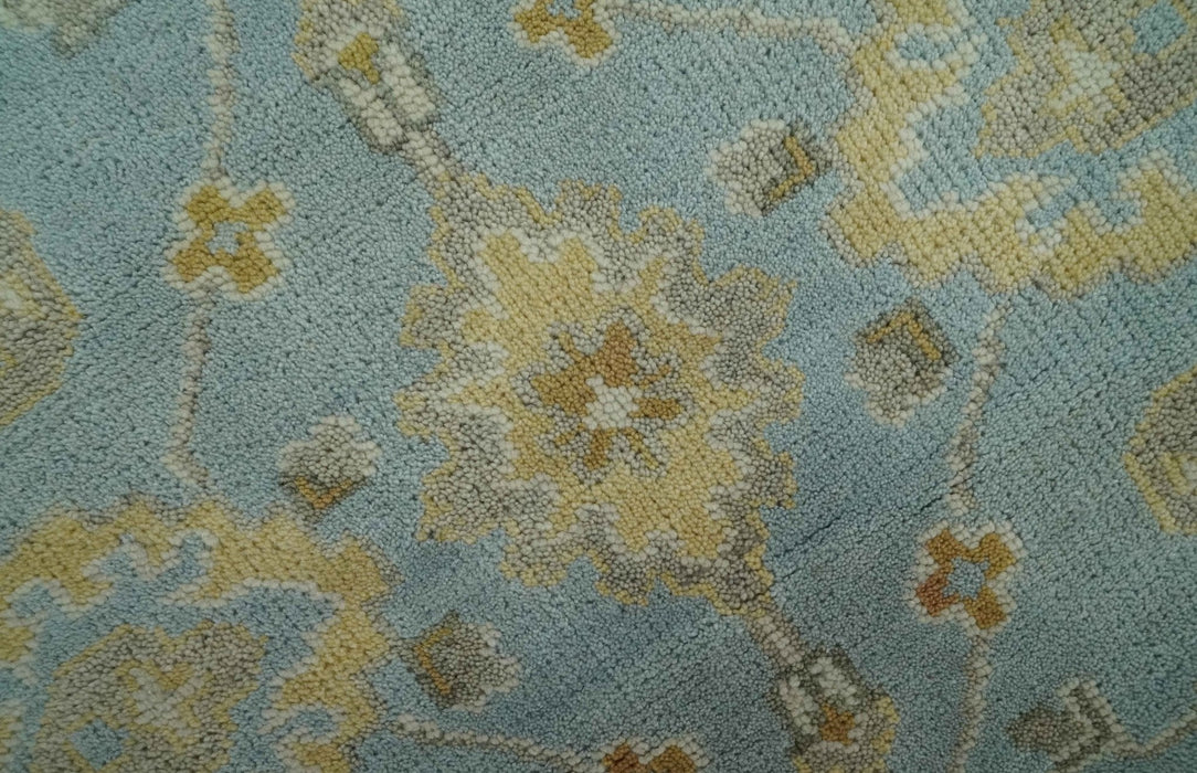 Hand Knotted Gray, Ivory and Mustard 6x8.8 Traditional Oriental Oushak wool rug