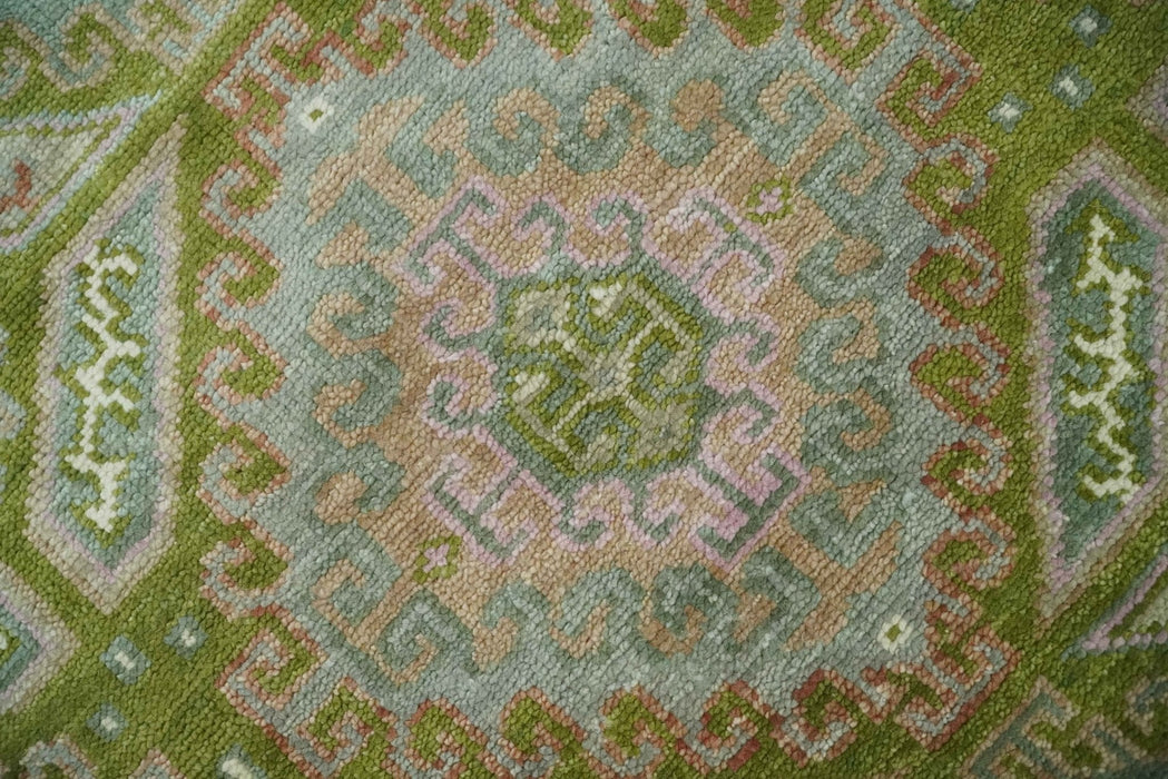 Hand Knotted Green, Ivory and Silver Oriental Traditional Multi Size Wool Area Rug