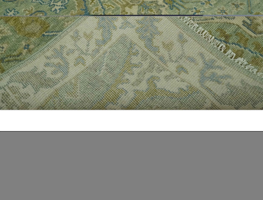 Hand Knotted Green, Olive and Teal Traditional Dragon Oushak Design 8x10 wool rug