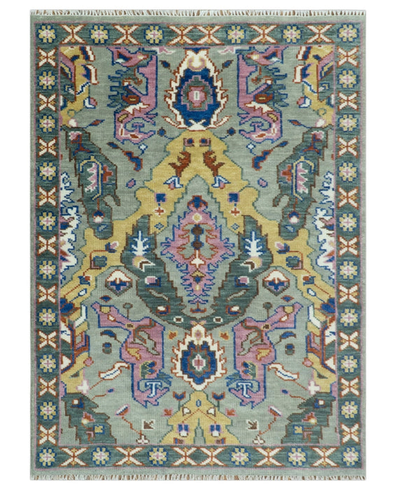Hand knotted Green And Pink Traditional large design Custom Made wool Area Rug