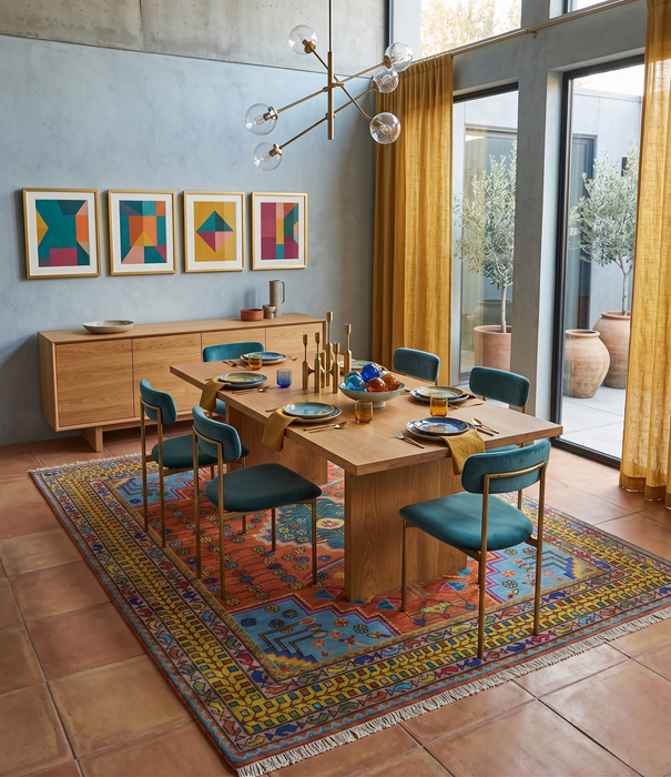 Hand Knotted Green, Rust, Yellow, Pink and Blue Traditional Floral 9x12 and 10x14 Wool Area Rug