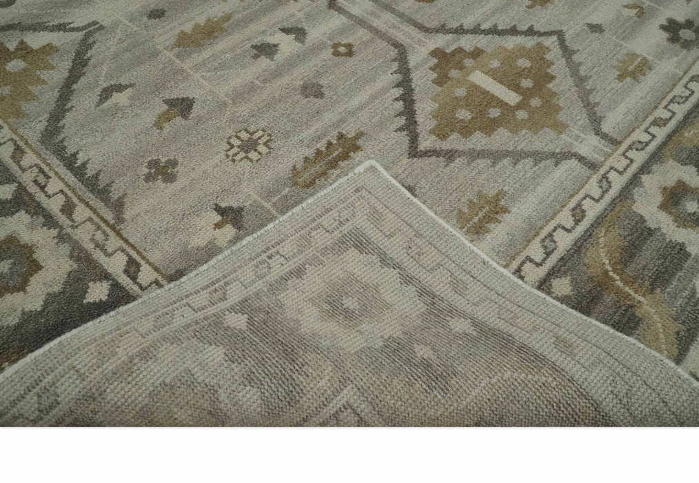 Hand Knotted Ivory, Charcoal and Beige Traditional Floral Multi Size Wool Area Rug