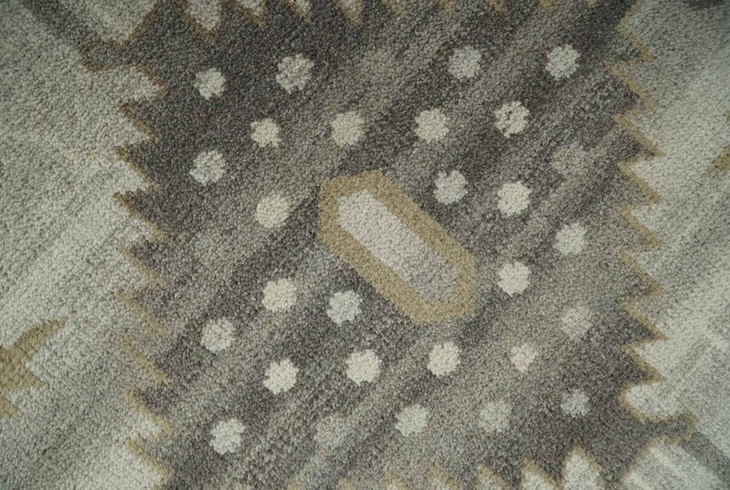 Hand Knotted Ivory, Charcoal and Beige Traditional Floral Multi Size Wool Area Rug