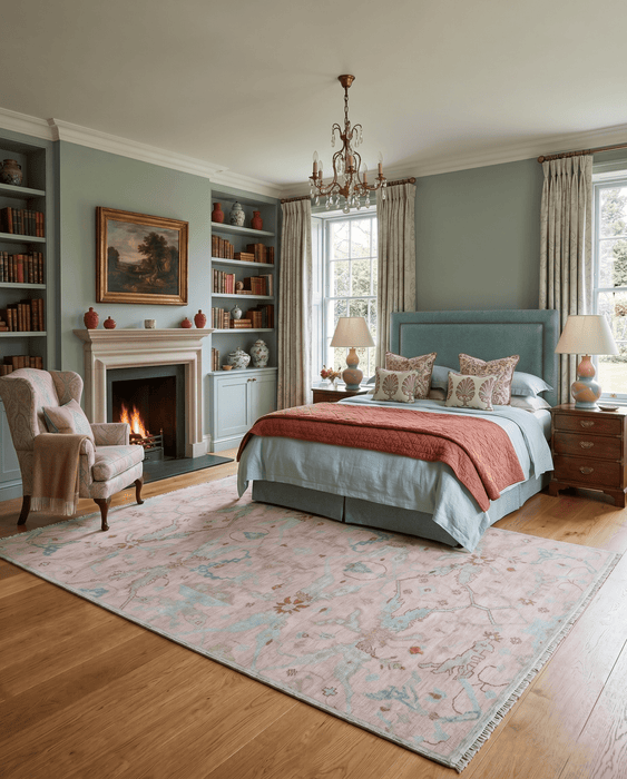 Hand Knotted Light Pink Oriental Oushak Multi Size Traditional Wool Area Rug, Living Room and Bedroom Rug