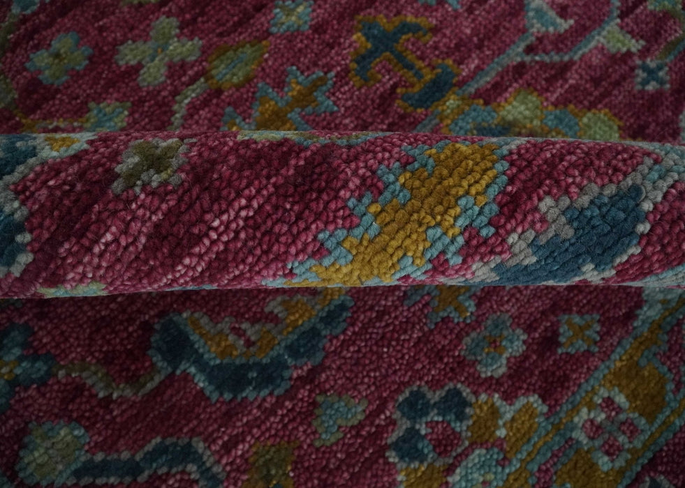 Hand Knotted Maroon and Gold Traditional Antique Style Wool Area Rug