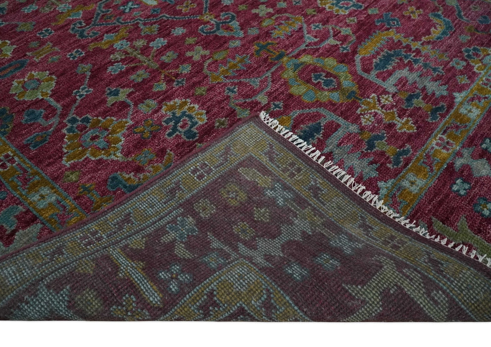 Hand Knotted Maroon and Gold Traditional Antique Style Wool Area Rug
