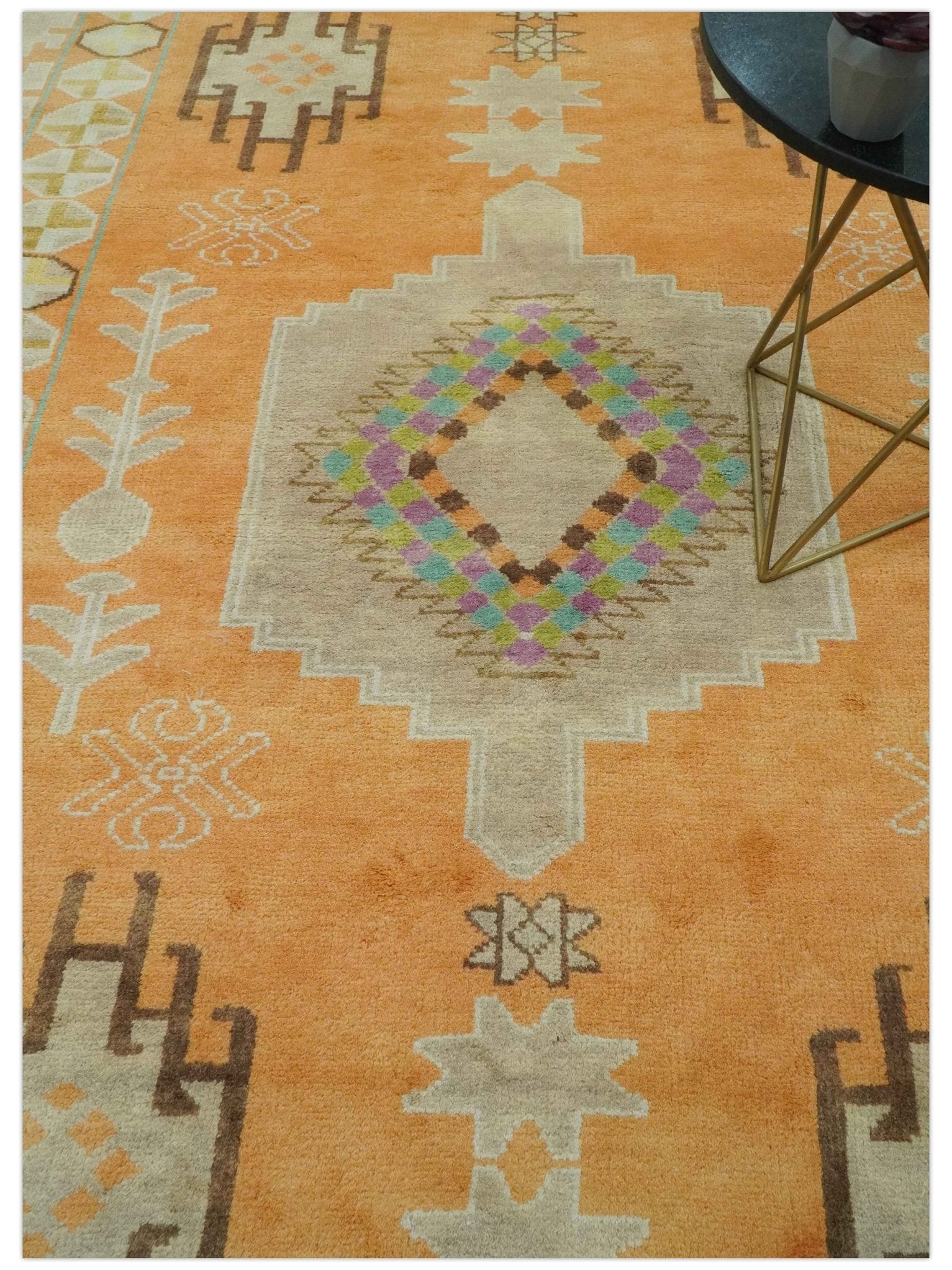 Hand Knotted Peach and Beige Traditional Southwestern Multi Size wool ...