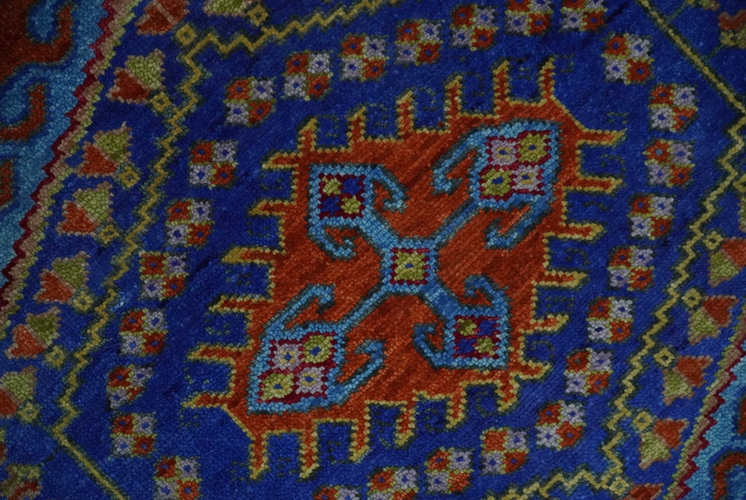 Hand Knotted Rust, Blue and Olive Traditional 8x10 Antique Style Wool Area Rug