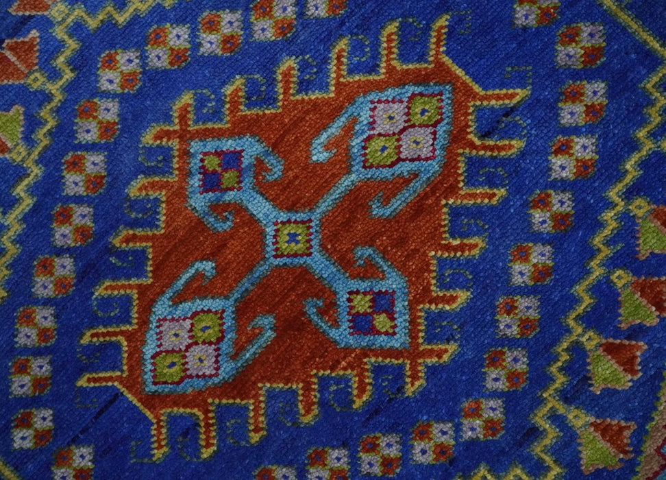Hand Knotted Rust, Blue and Olive Traditional 9x12 Antique Style Wool Area Rug