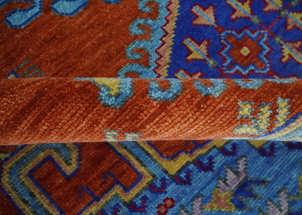Hand Knotted Rust, Blue and Olive Traditional 9x12 Antique Style Wool Area Rug