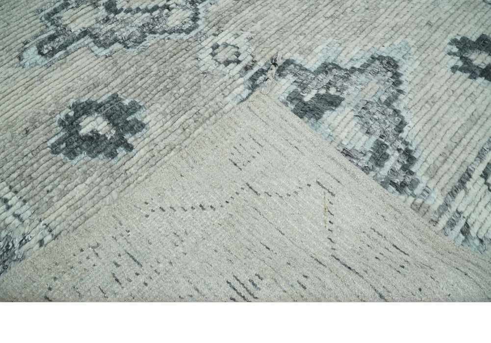 Hand Knotted Charcoal And Beige Traditional with Blended Custom Made Wool Rug