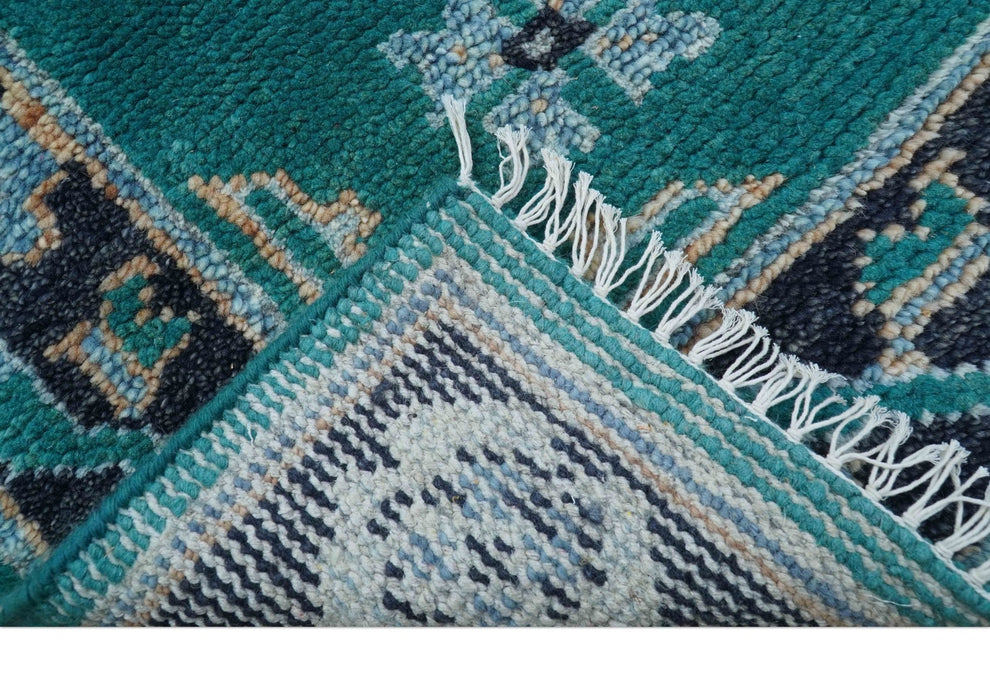 Hand knotted Teal Traditional Khotan Design 4x6 Wool Area Rug
