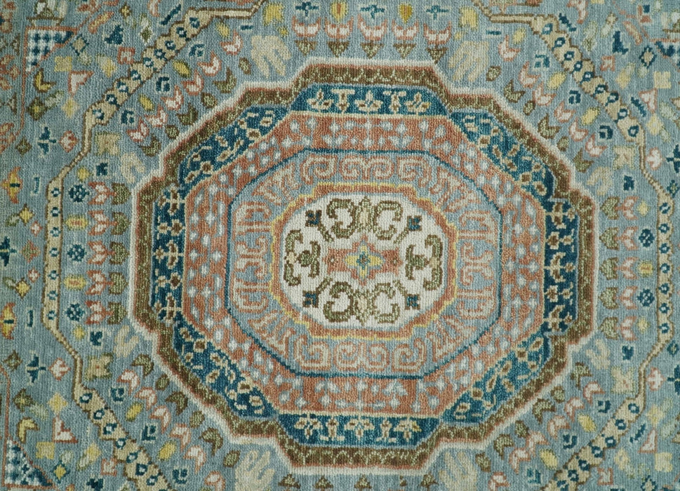 Rust and Blue Hand Knotted traditional Antique look Turkish Mamluk Living Room Multi Size wool Area Rug