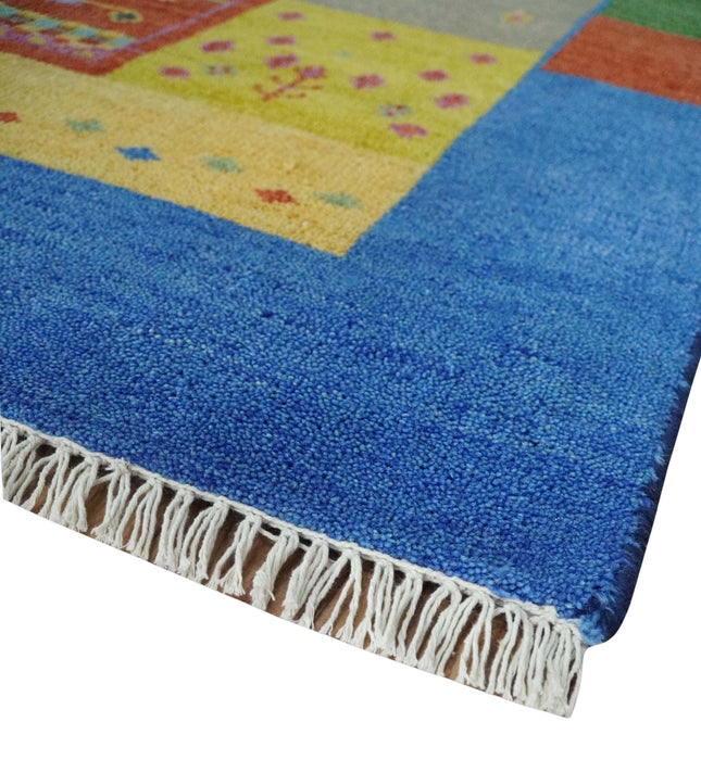 Hand knotted Traditional Multi color 8x10 Antique Tribal Style Gabbeh Design Wool Area Rug