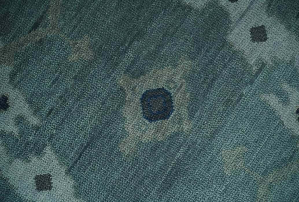 Hand Knotted Traditional Oriental Oushak Antique Style Green Wool Area Rug