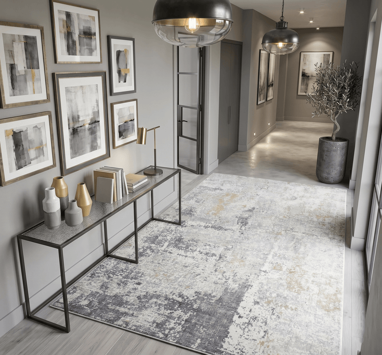 Hand Loom 6x9 Modern Abstract Gray and Ivory Area Rug