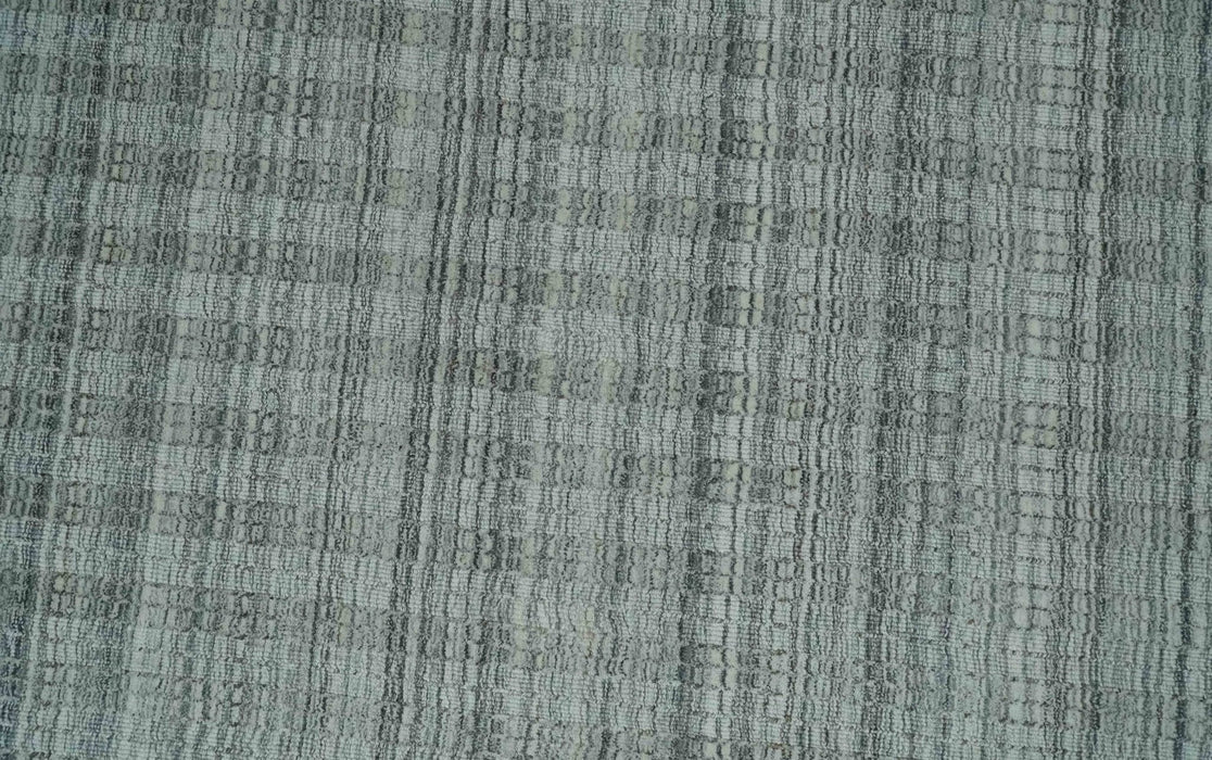 Hand Made 8x10 Modern Stripes Charcoal, Gray and Beige Scandinavian Blended Wool Flatwoven Area Rug | KE9
