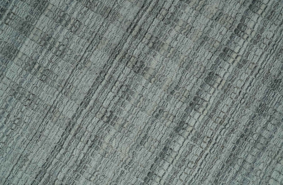 Hand Made 8x10 Modern Stripes Charcoal, Gray and Beige Scandinavian Blended Wool Flatwoven Area Rug | KE9