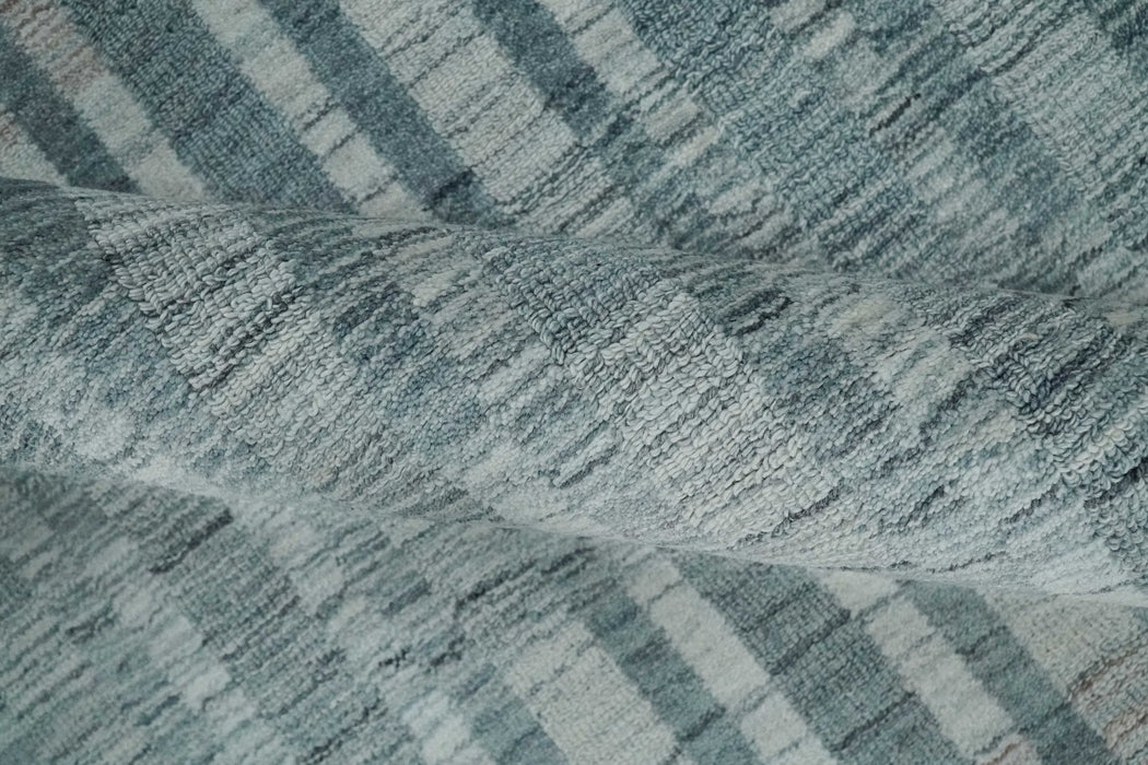 Hand Made 8x10 Modern Stripes Peach, Gray and Silver Scandinavian Blended Wool Flatwoven Area Rug | KE17
