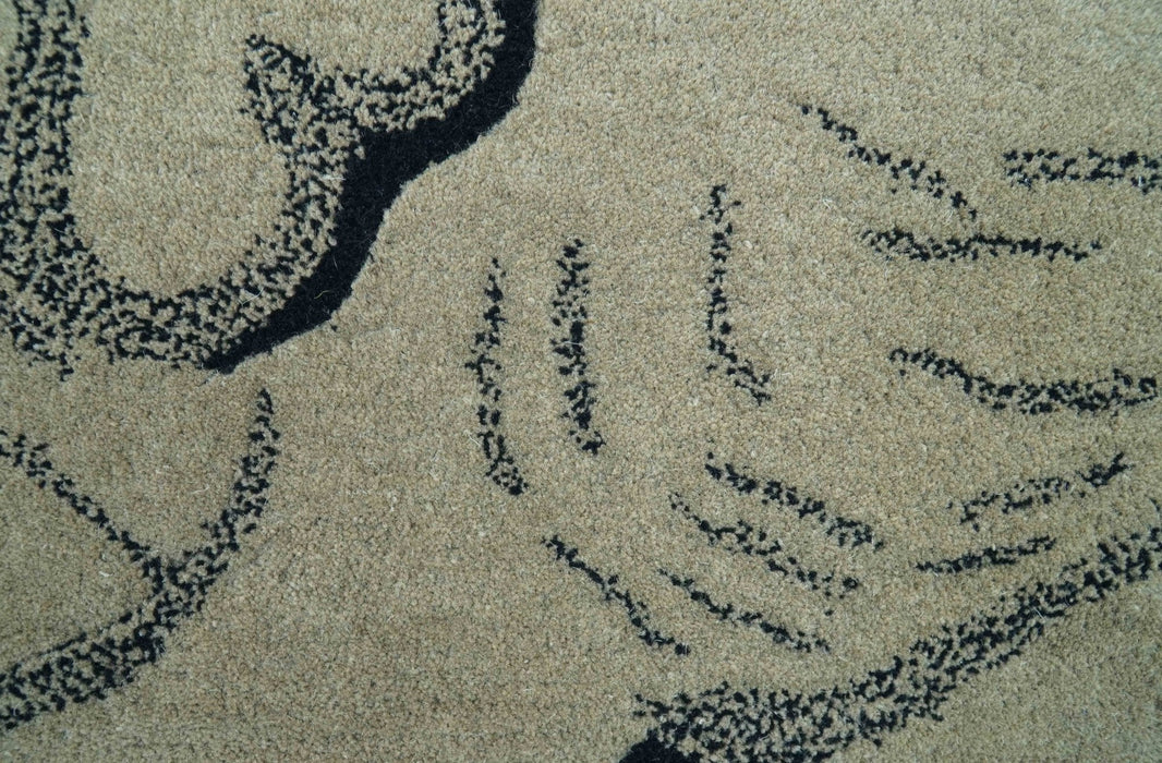 Hand Tufted 2x3 Animal Beige Elephant Wool Area Rug
